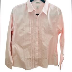 L.L.Bean Wrinkle-Free Pinpoint Oxford Shirt Long-Sleeve Pleated Front Size M NWT